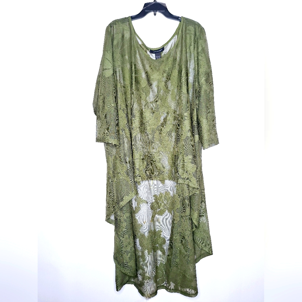 Ashley Stewart Brand HighLow In Lace PlusSize SheerLace Tunic